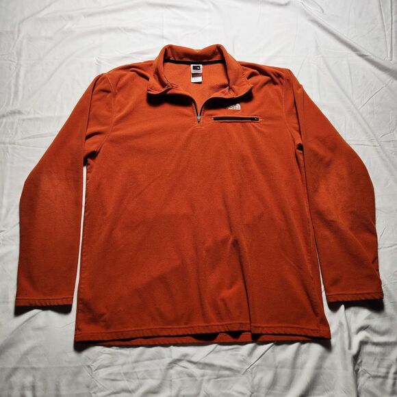 The North Face Menx XL Fleece Sweater Orange Breast Zipper Pocket - Picture 1 of 8